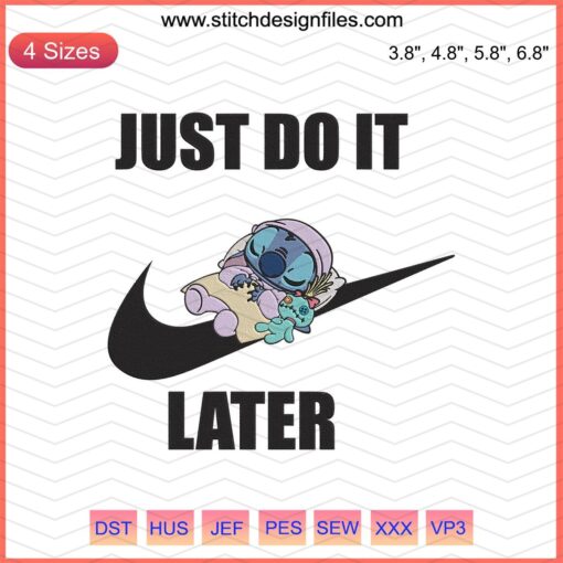 Ohana Stitch Nike Embroidery File: Adorable Stitch with Nike Logo, Machine Embroidery Patterns, Instant Download.