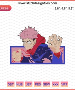 Yuji Itadori Poster Embroidery File, Jujutsu Kaisen Design, Anime Machine Embroidery Patterns, Yuji Itadori Embroidery Art