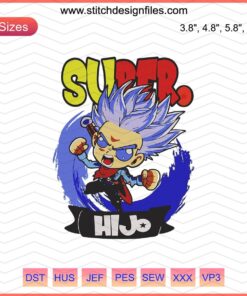 Dragon Ball Trunks Super Hijo Embroidery Design File, Dad Machine Embroidery, Anime Stitch Pattern for Crafts