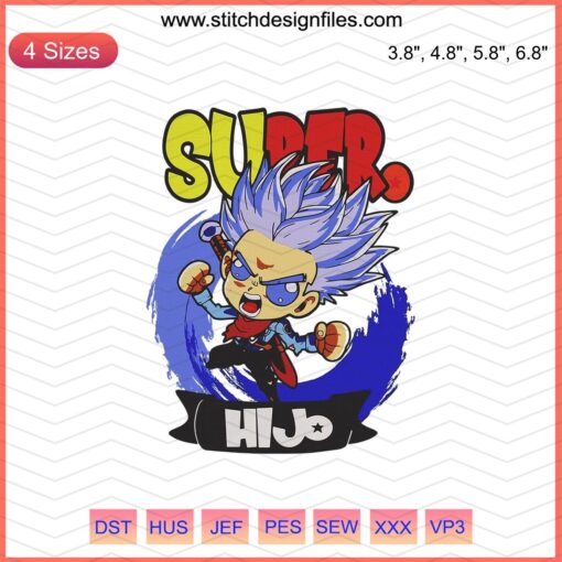 Dragon Ball Trunks Super Hijo Embroidery Design File, Dad Machine Embroidery, Anime Stitch Pattern for Crafts