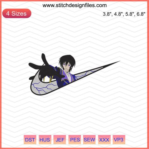 Lelouch Lamperouge Nike Embroidery File, Anime Code Geass Machine Stitch Design, Digital Download, Unique Fashion Embroidery