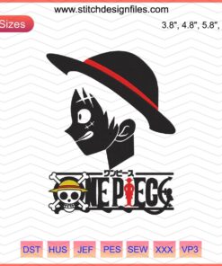 Monkey D. Luffy Machine Embroidery Design, One Piece Embroidery File, Anime Character Embroidery Pattern, Digital Download