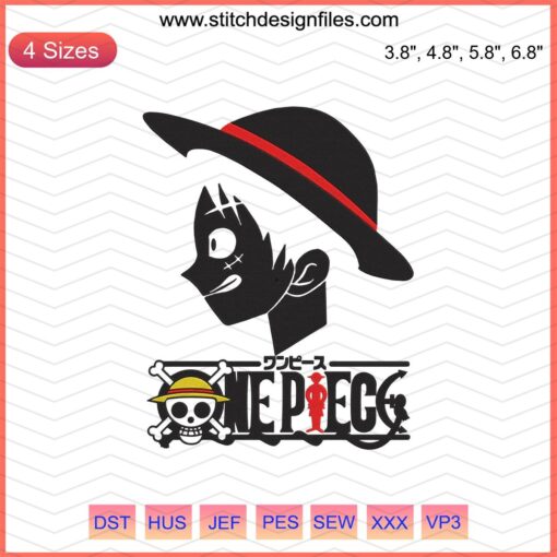 Monkey D. Luffy Machine Embroidery Design, One Piece Embroidery File, Anime Character Embroidery Pattern, Digital Download
