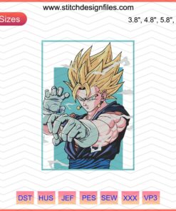Gogeta Embroidery Design File, Dragon Ball Z Machine Embroidery Pattern, Anime Stitch for Crafts and Clothing