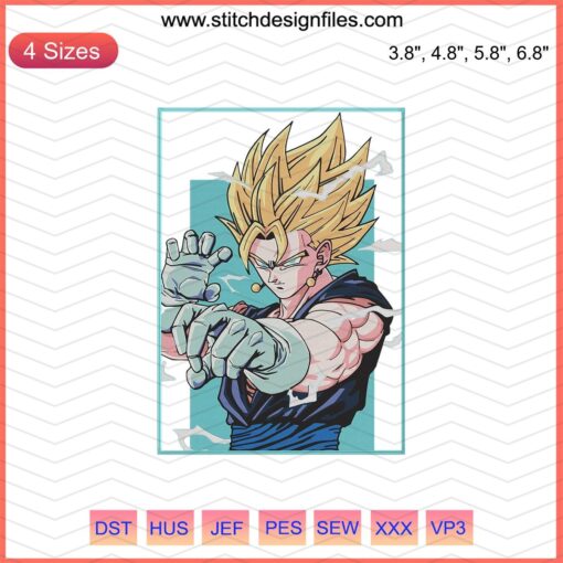 Gogeta Embroidery Design File, Dragon Ball Z Machine Embroidery Pattern, Anime Stitch for Crafts and Clothing