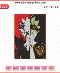Demon Liebe Machine Embroidery Design, Black Clover-Themed File, High-Quality Embroidery Pattern for Machine Stitching
