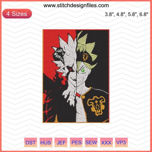 Demon Liebe Machine Embroidery Design, Black Clover-Themed File, High-Quality Embroidery Pattern for Machine Stitching