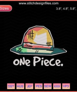Straw Hat Luffy Machine Embroidery Design, One Piece Embroidery File, Anime Character Embroidery Pattern