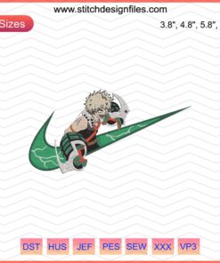 Katsuki Bakugou x Nike Embroidery Designs, My Hero Academia, Anime Machine Embroidery Designs, Digital File.
