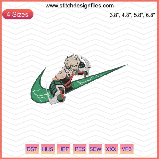 Katsuki Bakugou x Nike Embroidery Designs, My Hero Academia, Anime Machine Embroidery Designs, Digital File.