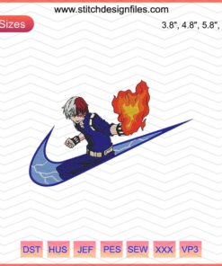 Shoto Todoroki x Nike Embroidery Design, My Hero Academia Machine Embroidery File, Anime Patch Embroidery.