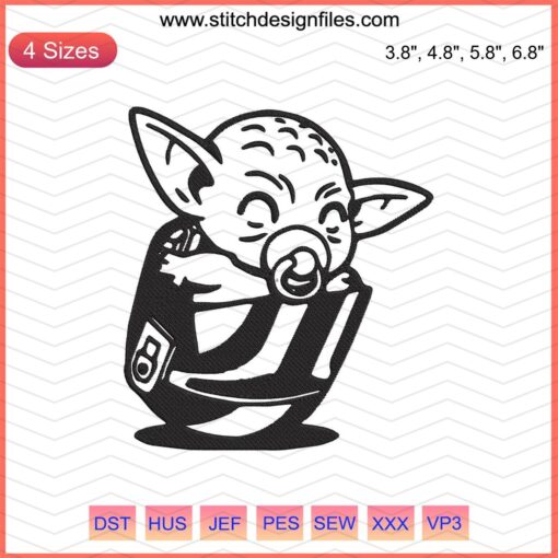 Baby Yoda Funny Embroidery Designs File: Adorable Baby Yoda Machine Embroidery for Creative Projects