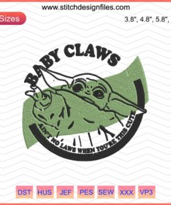 Baby Yoda Embroidery Designs File: Adorable Baby Claws Pattern, Star Wars Yoda Machine Embroidery, Instant Digital Download