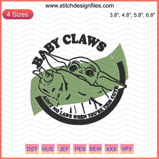 Baby Yoda Embroidery Designs File: Adorable Baby Claws Pattern, Star Wars Yoda Machine Embroidery, Instant Digital Download