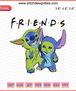 Baby Yoda and Stitch Friends Embroidery Designs File, Machine Embroidery, Star Wars, Disney, Cute Character Patterns