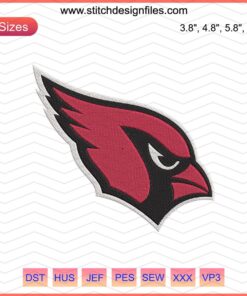 Arizona Cardinals embroidery design file featuring iconic team logo for machine embroidery projects.