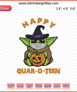 Baby Yoda Happy Quaroteen Embroidery File, Adorable Machine Embroidery Design, Star Wars Inspired Stitching Art