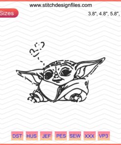 Baby Yoda Embroidery Design File, Machine Embroidery, Adorable Yoda Pattern, Star Wars Themed Stitching Art