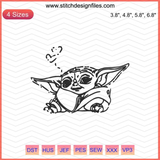 Baby Yoda Embroidery Design File, Machine Embroidery, Adorable Yoda Pattern, Star Wars Themed Stitching Art