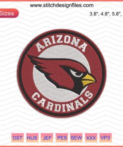 Arizona Cardinals Circle Logo Embroidery Design File, ideal for machine embroidery enthusiasts.