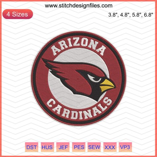 Arizona Cardinals Circle Logo Embroidery Design File, ideal for machine embroidery enthusiasts.