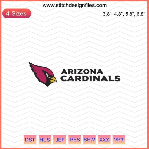 Arizona Cardinals Logo Embroidery Designs File, Machine Embroidery Pattern, NFL Team Logo Embroidery, Cardinal Head Design