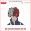 Shoto Todoroki embroidery design file, My Hero Academia-inspired machine embroidery, anime character embroidery pattern.
