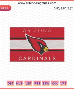 Arizona Cardinals flag embroidery design file featuring team logo for machine embroidery enthusiasts, NFL craft project.