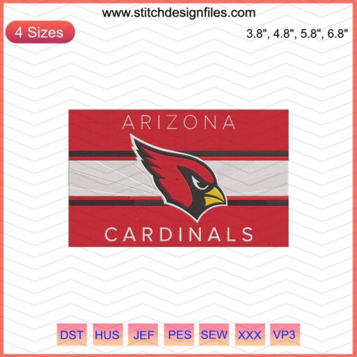 Arizona Cardinals flag embroidery design file featuring team logo for machine embroidery enthusiasts, NFL craft project.