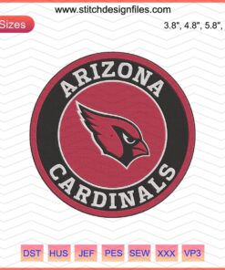 Arizona Cardinals Flag Circle Embroidery Designs, machine embroidery pattern featuring Cardinals logo, perfect for fans.