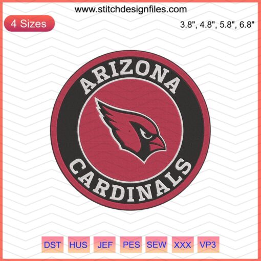 Arizona Cardinals Flag Circle Embroidery Designs, machine embroidery pattern featuring Cardinals logo, perfect for fans.
