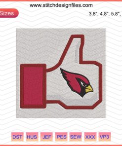 Arizona Cardinals Like Button Machine Embroidery Designs File, NFL Embroidery Patterns, Bird Logo Stitch Design