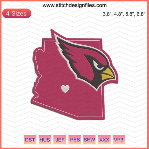 Arizona Cardinals Embroidery Designs featuring team logo for machine embroidery; perfect for creating fan apparel.
