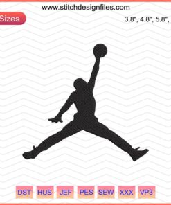 "Jordan Logo Embroidery Designs File, Nike Embroidery Machine Patterns Featuring Iconic Jumpman Logo"