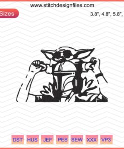 Mandalorian and Baby Yoda Embroidery Designs File, Star Wars Machine Embroidery Pattern, The Mandalorian Embroidery Art.