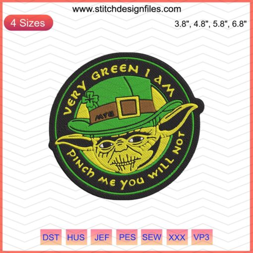 Mandalorian Yoda Baby embroidery file, green character design, machine embroidery, Star Wars themed pattern, DIY embroidery craft.