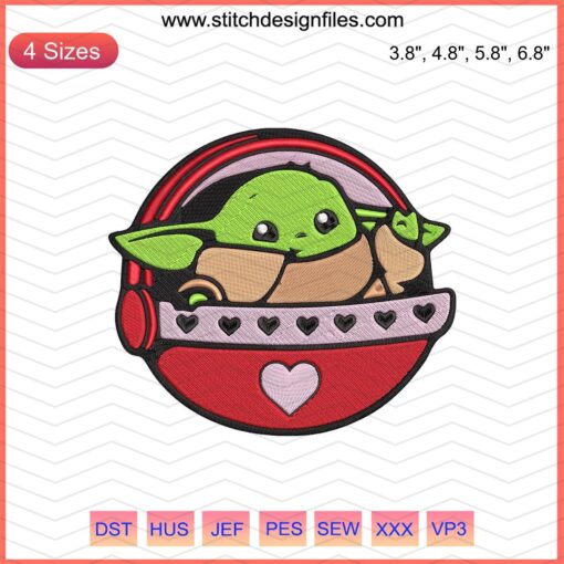 "Adorable Baby Yoda Embroidery Design File for 'Baby On Board' Signs, Ideal for Machine Embroidery Craft Projects"