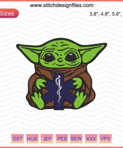 Baby Yoda EMT Embroidery Design, Star Wars Machine Embroidery File, Adorable Green Alien Stitches for DIY Embroidery Projects