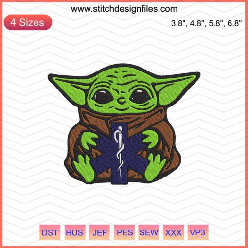 Baby Yoda EMT Embroidery Design, Star Wars Machine Embroidery File, Adorable Green Alien Stitches for DIY Embroidery Projects