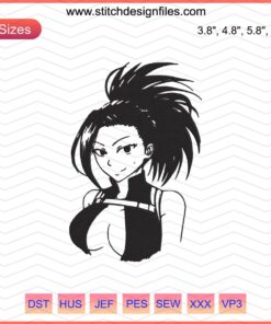 Momo Yaoyorozu Embroidery Designs: My Hero Academia Machine Embroidery Files, Detailed Anime Hero Patterns Download