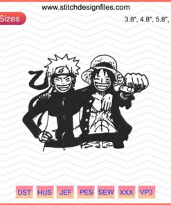Naruto & Luffy Embroidery Designs File: Anime Characters from Naruto & One Piece for Machine Embroidery.