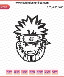 Naruto Head Machine Embroidery Design File, Anime Stitch Pattern Download, DIY Craft Embroidery Template