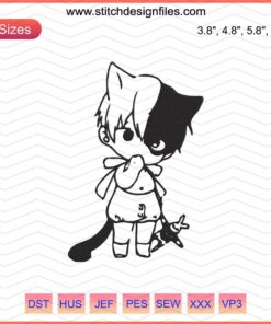 Todoroki Shouto Chibi Embroidery, My Hero Academia Design File, Machine Embroidery Pattern, Anime Character Stiching