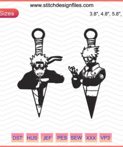 Naruto Kunai & Kakashi Kunai Embroidery Designs File, Machine Embroidery Patterns, Anime Themed Embroidery