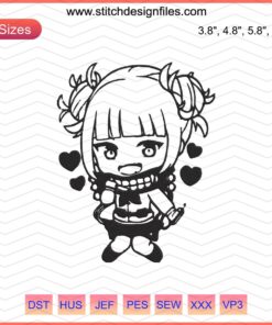 Chibi Toga Himiko Embroidery Design, My Hero Academia, Machine Embroidery File, Anime Stitch Pattern.