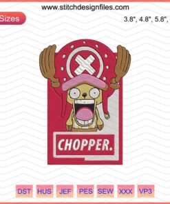 Tony Tony Chopper Embroidery Design, One Piece Machine Embroidery File, Anime Character Stitch Pattern