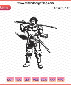 Yami Sukehiro embroidery pattern, Black Clover machine design, digital file; anime-themed, intricate detailing, customizable.