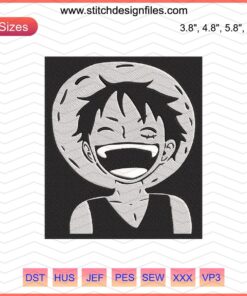 Luffy Laugh Embroidery Design File, One Piece Machine Embroidery Pattern, Anime Character, DIY Craft, Instant Download
