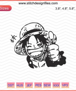 Luffy Laugh Embroidery Design, One Piece Machine File, Anime Character Stitching, Super Like Embroidery Pattern