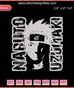 Uzumaki Naruto face embroidery, machine embroidery design, Naruto embroidery file, anime stitch pattern, digital download